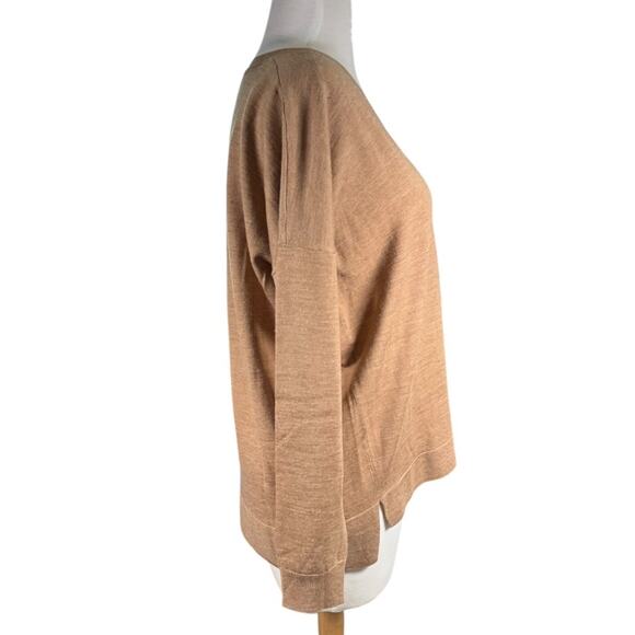 J.Crew Women’s 100% Merino Wool V-Neck Sweater Size Small – Camel Tan Soft Fall - Picture 2 of 9